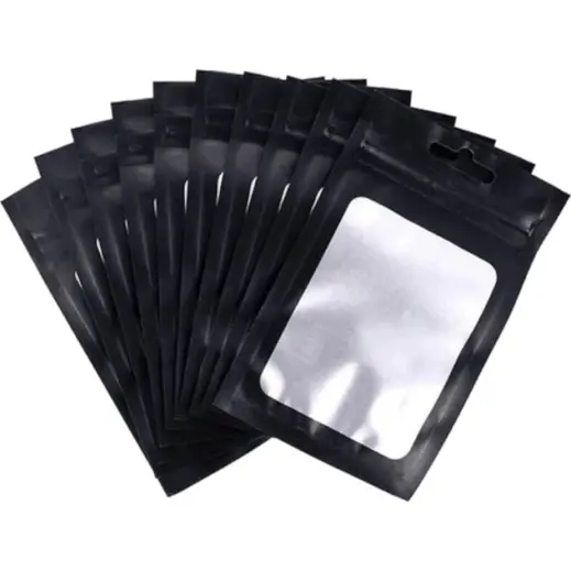Holographic Mylar Pouch - Pack Of 10 Black